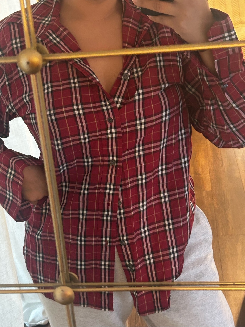 Burberry Red Plaid Button-Up Shirt